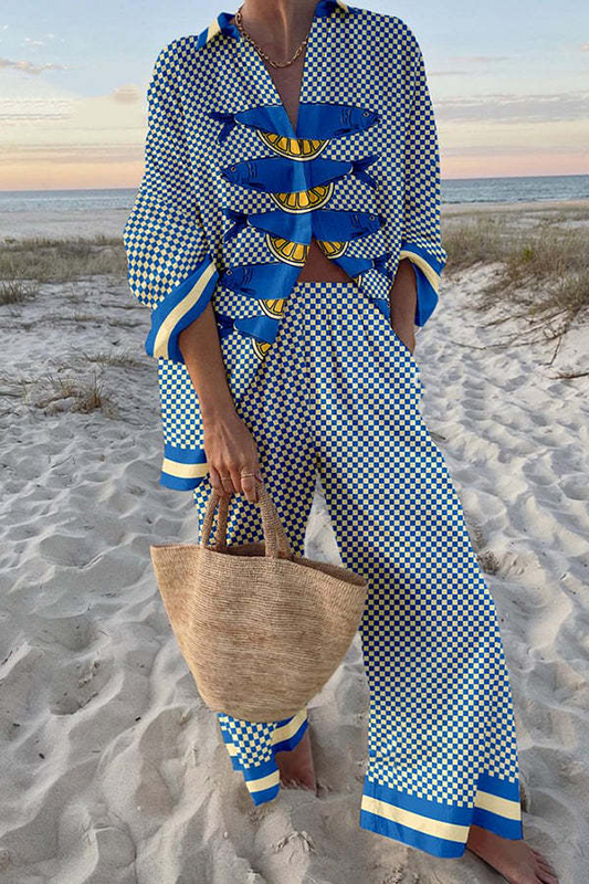 Trivela™ | Conjunto de ropa de cama con estampado de sardinas y limón