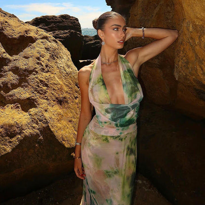 Reign | Vestido Maxi Halter Sin Espalda