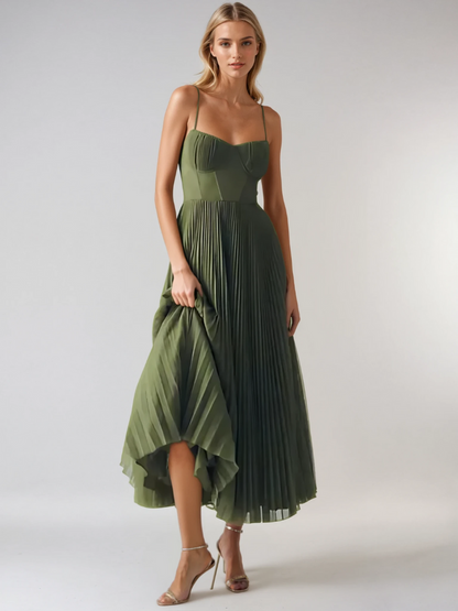 Katarzyna | Vestido midi plisado con corsé