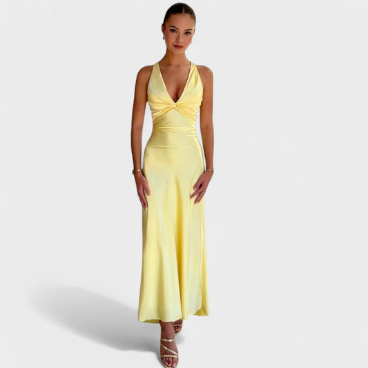 Isabella – Vestido Largo de Satén con Lazo Espalda