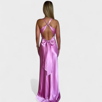 Isabella – Vestido Largo de Satén con Lazo Espalda
