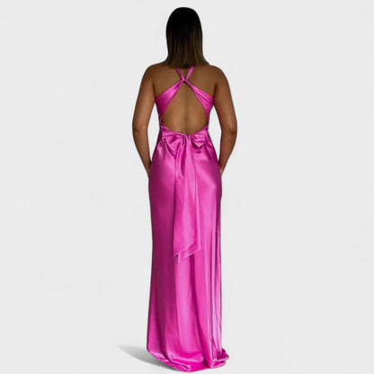 Isabella – Vestido Largo de Satén con Lazo Espalda