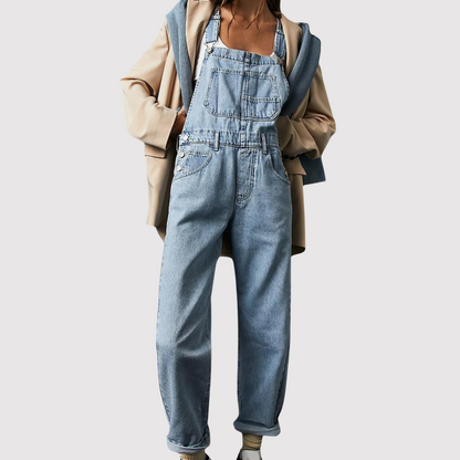 Claudia - Pantalón ancho con piernas anchas, mono de denim