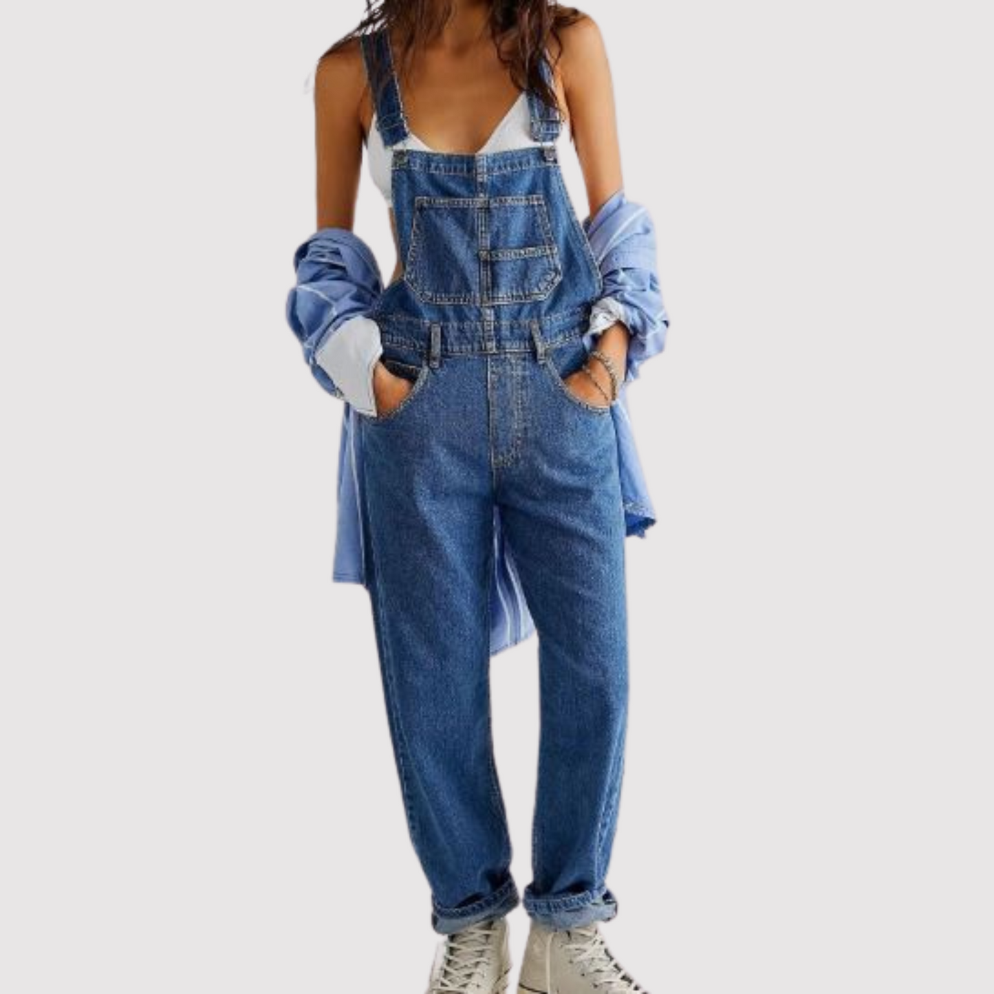 Claudia - Pantalón ancho con piernas anchas, mono de denim