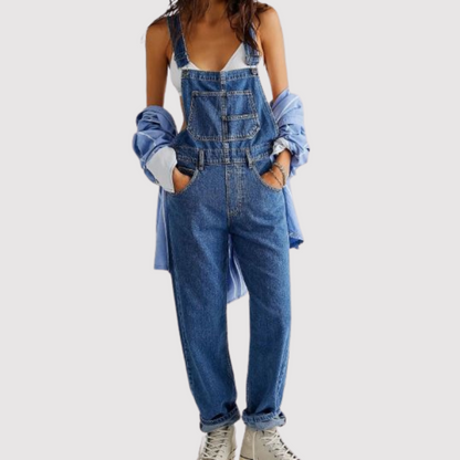 Claudia - Pantalón ancho con piernas anchas, mono de denim