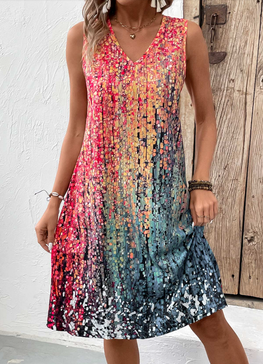 Vestido sin mangas en línea A con escote en V