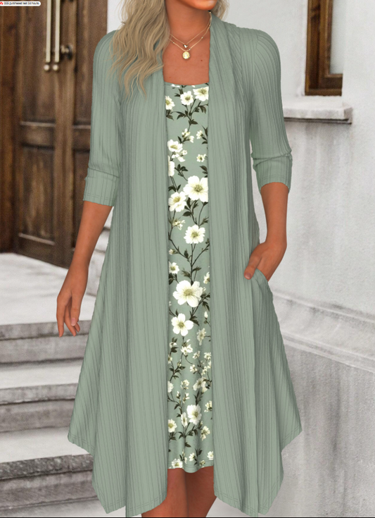 Vestido A-line con estampado floral 2 en 1