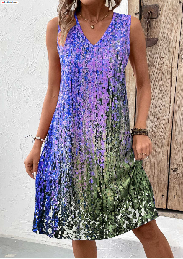 Vestido sin mangas en línea A con escote en V
