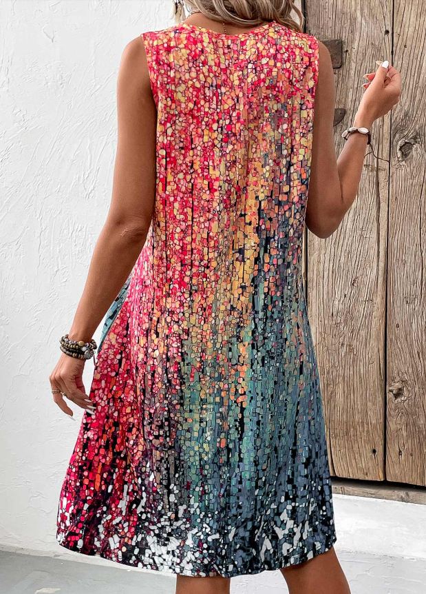 Vestido sin mangas en línea A con escote en V