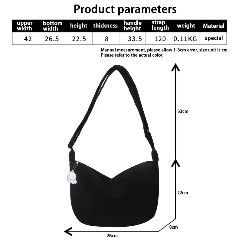 Bolsos bandolera de pana para mujer