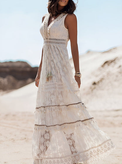 Ewelina | Vestido largo de encaje romántico para salidas soleadas