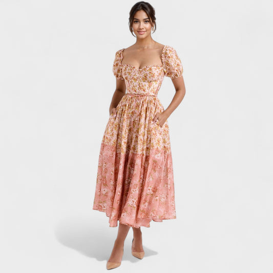 Vestido Valentina Floral Coral