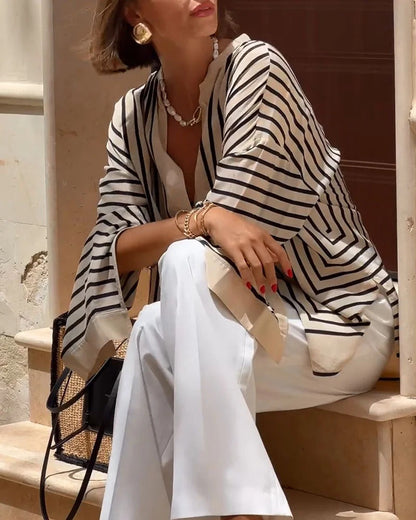 Camisa casual de rayas con aberturas