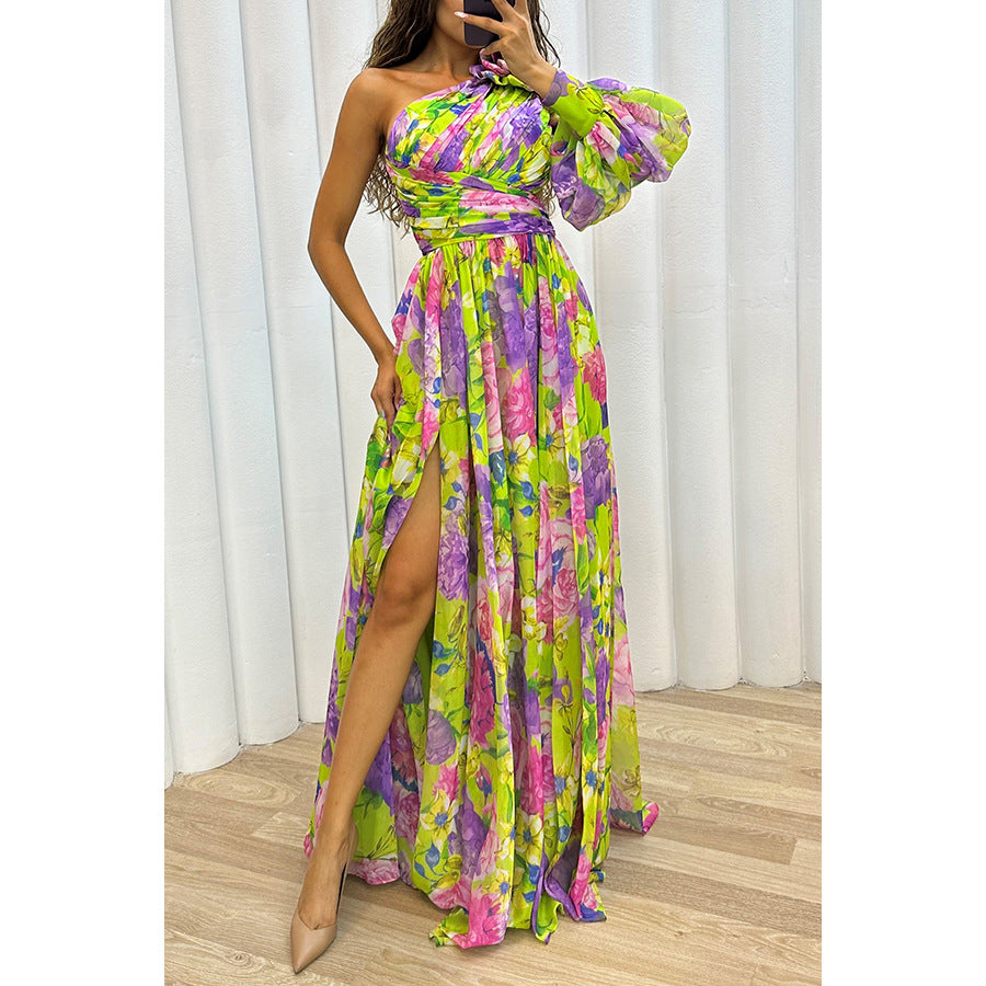 Nina | Vestido maxi de gasa con un tirante