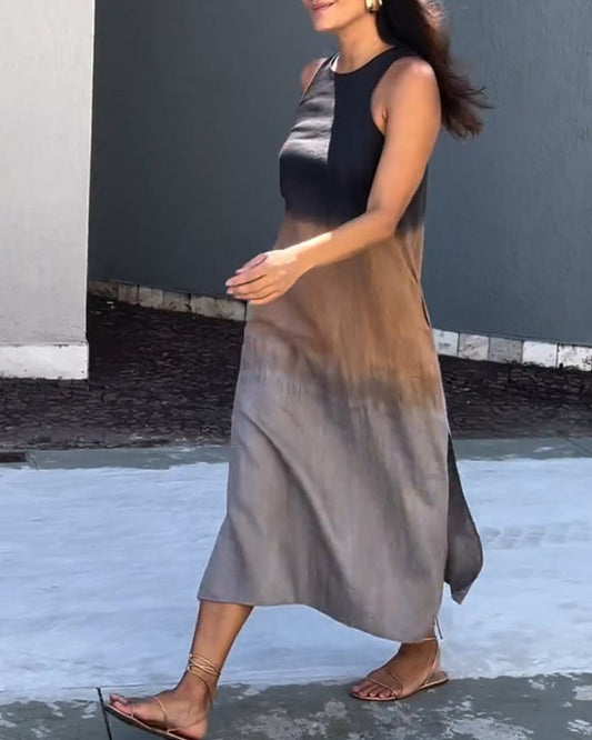 Anette | Vestido Degradado Sin Mangas con Cuello Redondo