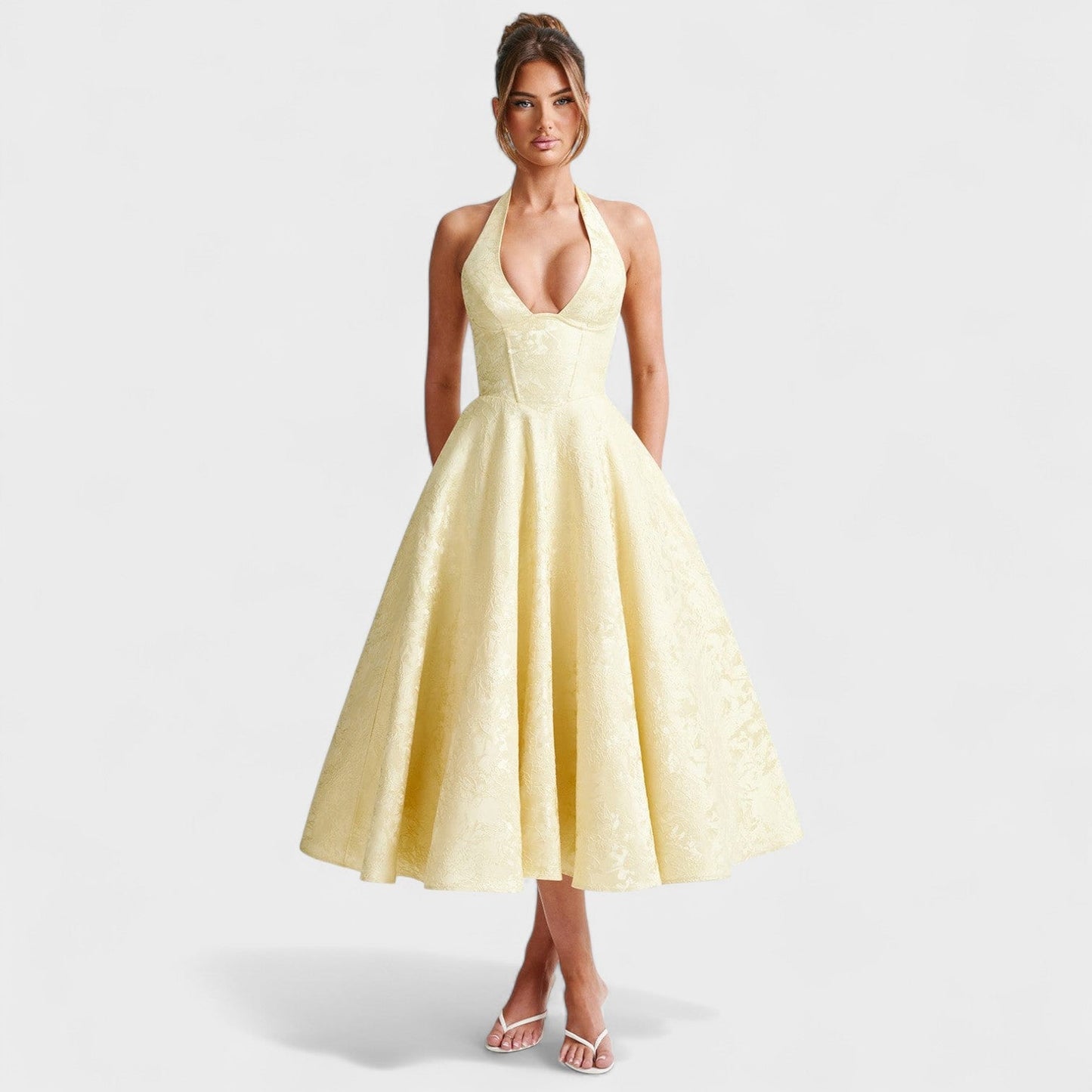 Halina – Vestido Midi Corset con Vuelo