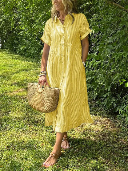 Malina | Vestido camisa a rayas con bolsillos funcionales