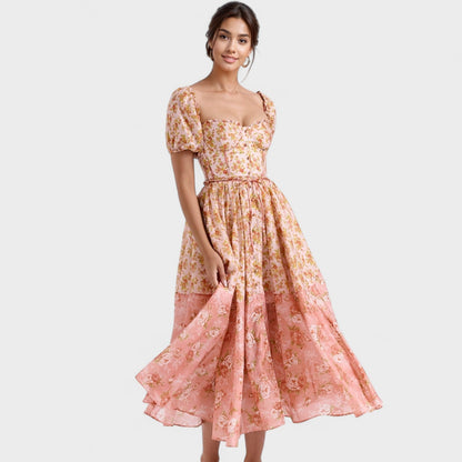 Vestido Valentina Floral Coral