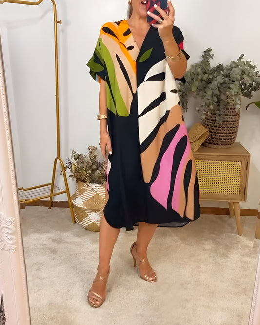Weronika | Vestido casual con estampado colorido de hojas