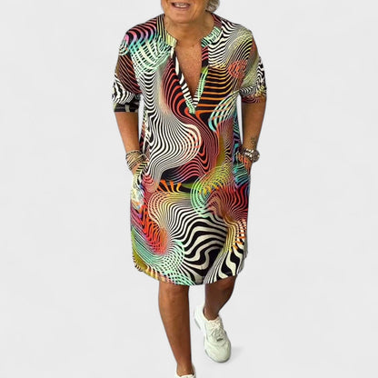 Ria | Vestido Estampado con Cuello en V