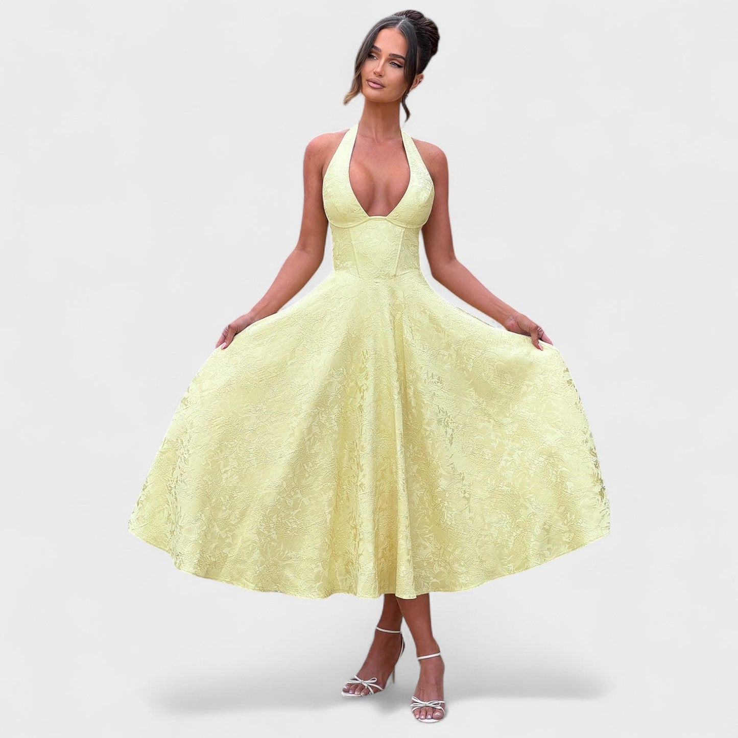 Halina – Vestido Midi Corset con Vuelo
