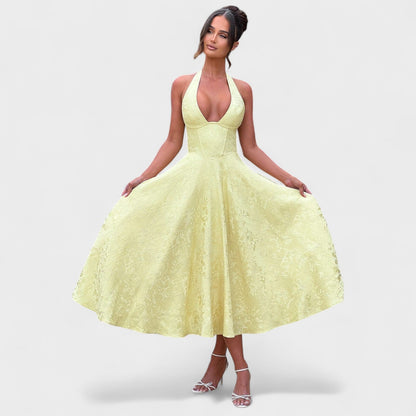Halina – Vestido Midi Corset con Vuelo