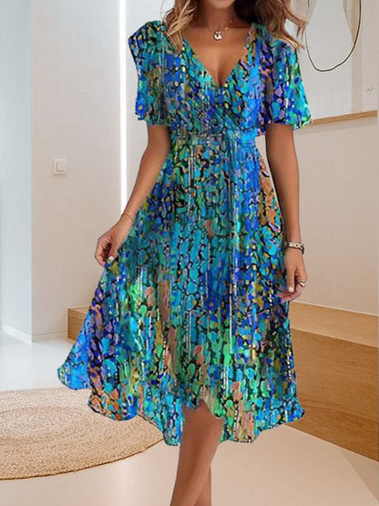 Alicja | Vestido casual con estampado sencillo y escote en V