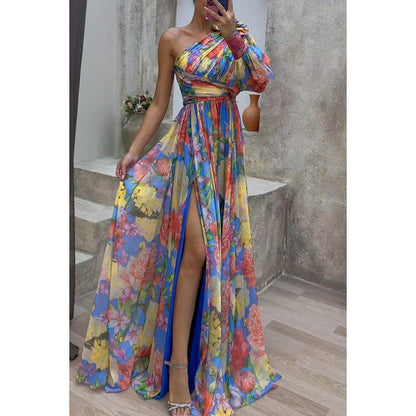 Nina | Vestido maxi de gasa con un tirante