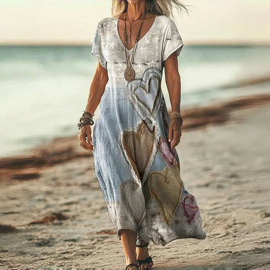 Nadia | Vestido vintage con estampado de corazones
