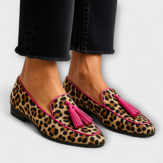 Zapatillas Lana Estampadas con Borlas Decorativas