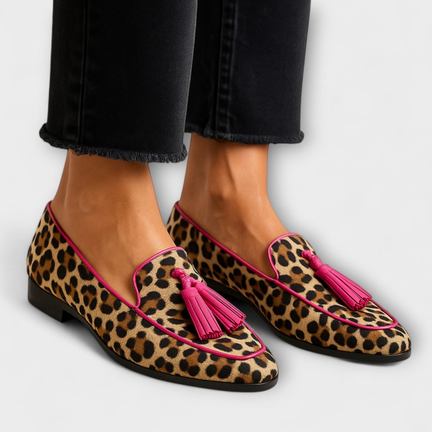 Zapatillas Lana Estampadas con Borlas Decorativas