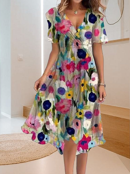 Alicja | Vestido casual con estampado sencillo y escote en V