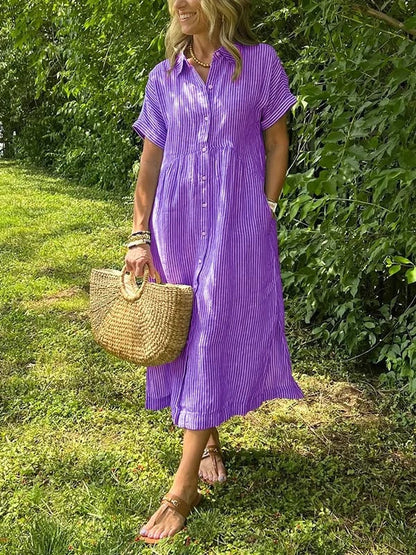 Malina | Vestido camisa a rayas con bolsillos funcionales