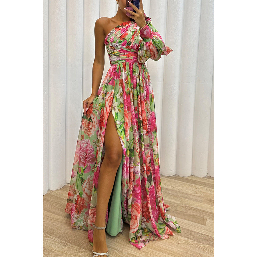 Nina | Vestido maxi de gasa con un tirante