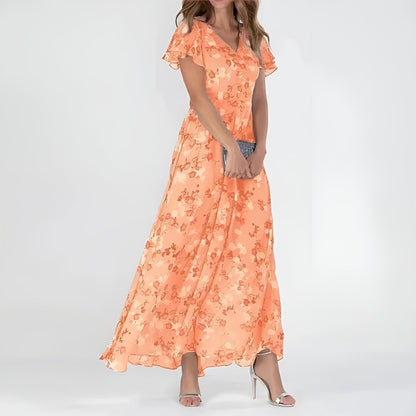 Rozalia | Elegante vestido maxi de flores con mangas acampanadas