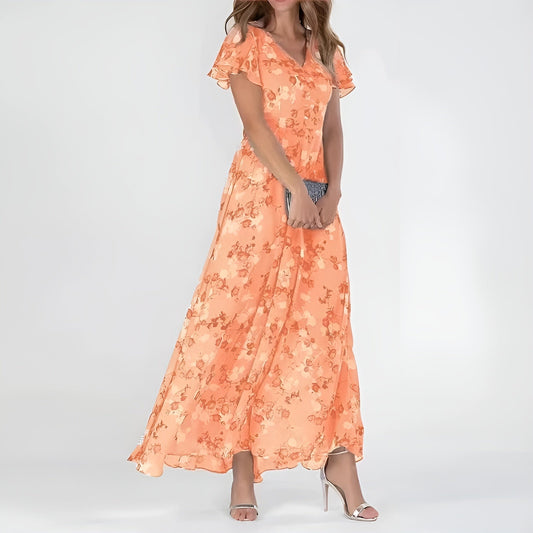 Rozalia | Elegante vestido maxi de flores con mangas acampanadas