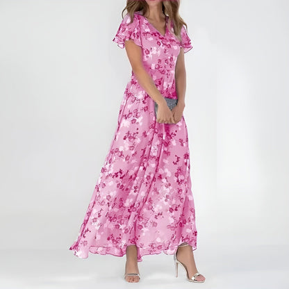 Rozalia | Elegante vestido maxi de flores con mangas acampanadas