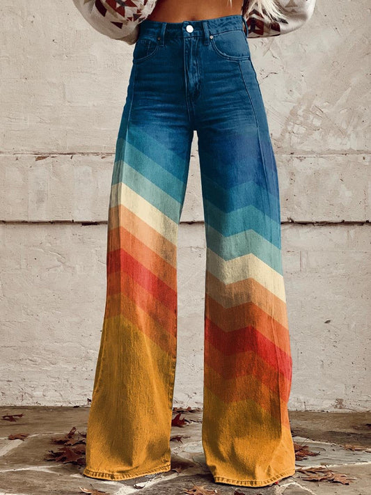 Léa - Pantalones Retro Zigzag Elegantes