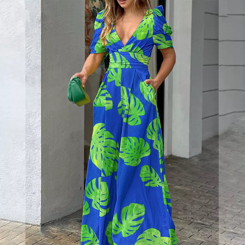 Adelina - Mono con escote en V y estampado