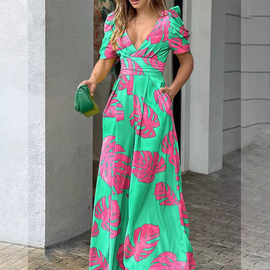 Adelina - Mono con escote en V y estampado